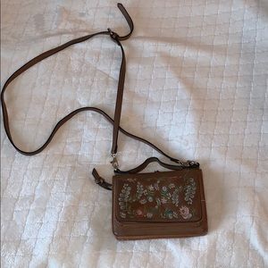 Tully's Tan Floral Cross Body Wallet Purse